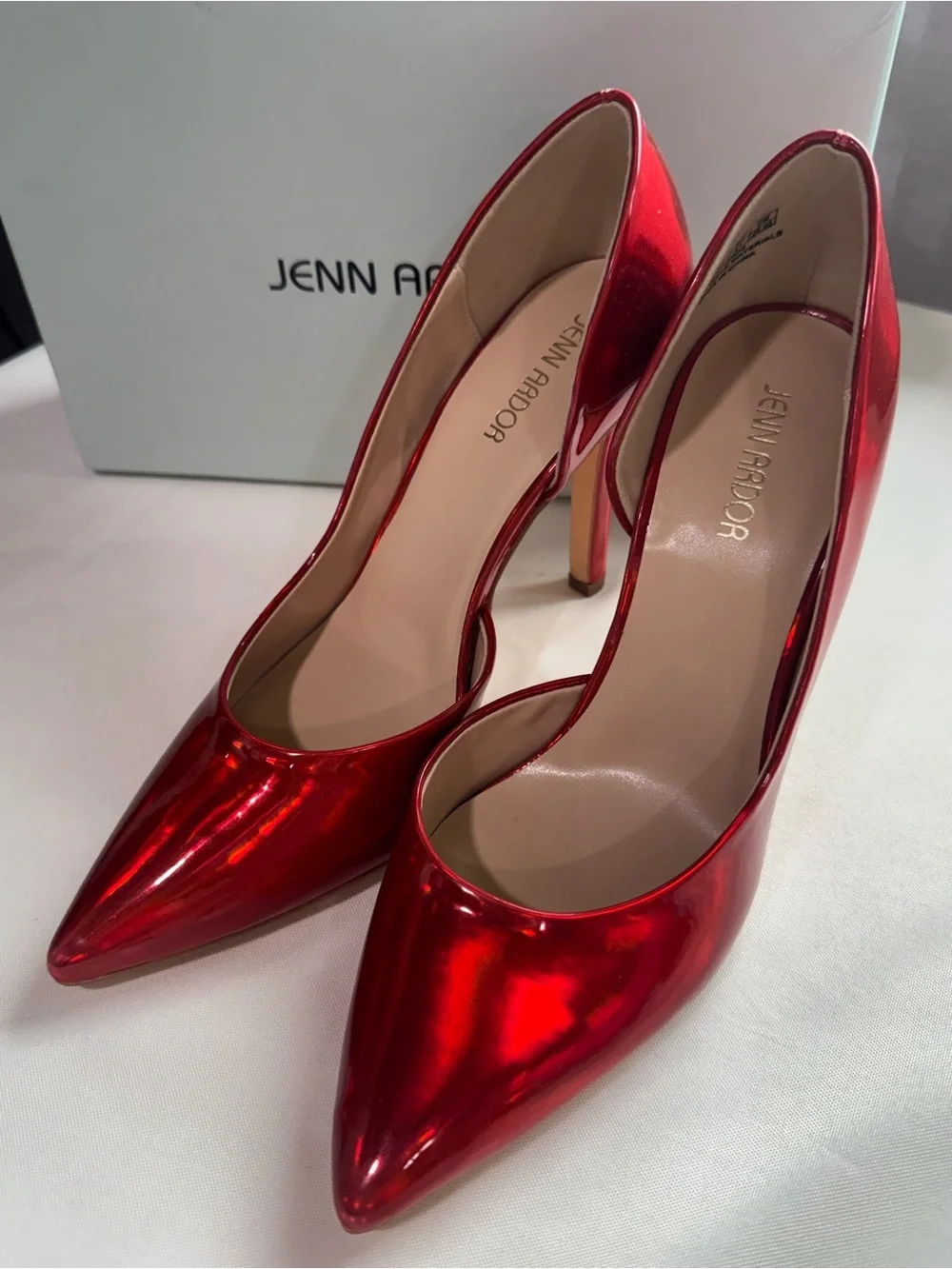 Jenn Ardor Red Metallic D’Orsay Stiletto Heels Party Glam Size 9.5
